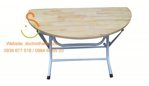 Bàn gỗ bán nguyệt mầm non chân sắt
